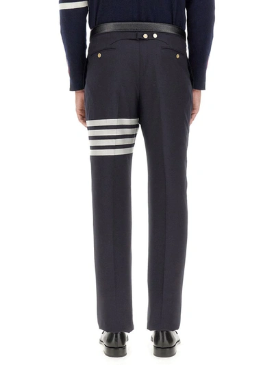Shop Thom Browne Classic Pants With Martingale In Blue