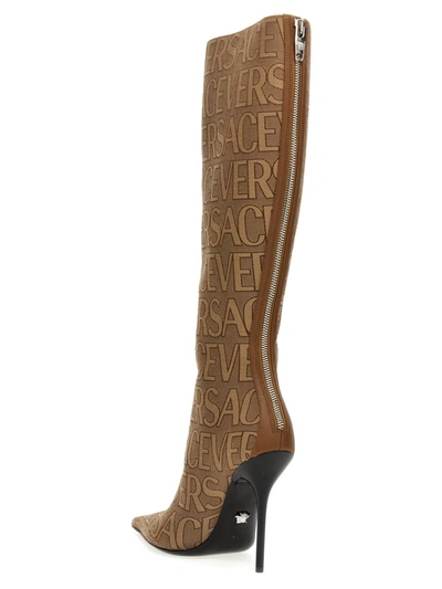 Shop Versace ' Allover' Boots In Brown
