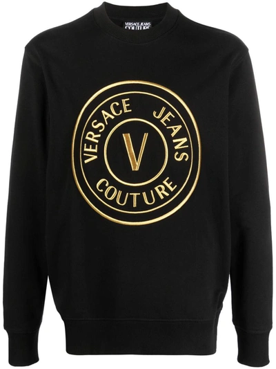 Shop Versace Jeans Couture R Vemblem 3d Embro  Sweatshirts Clothing In G89 Black/gold