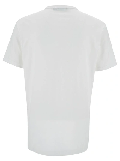 Shop Dolce & Gabbana White Crewneck T-shirt With Bee And Crown Print In Cotton Man