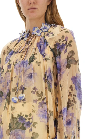 Shop Zimmermann Blouse With Floral Print In Multicolour