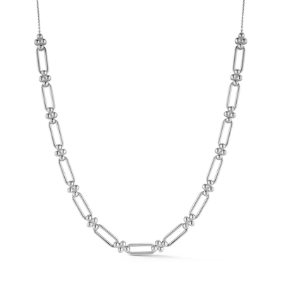 Shop Dana Rebecca Designs Poppy Rae Pebble Link Station Necklace In White Gold