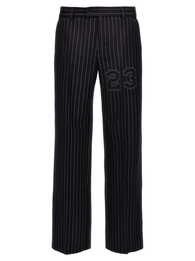 Shop Off-white 23 Pinstripes Pants In Blue