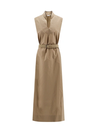 Shop Brunello Cucinelli Cotton Blend Dress With Belt