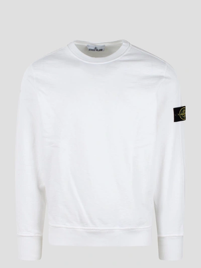 Shop Stone Island Cotton Crewneck Sweatshirt In White
