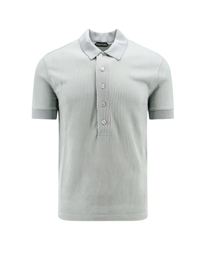 Shop Tom Ford Viscose Polo Shirt With Ribbed Pattern