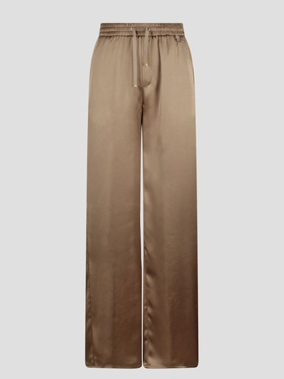 Shop Herno Casual Satin Trousers In Brown