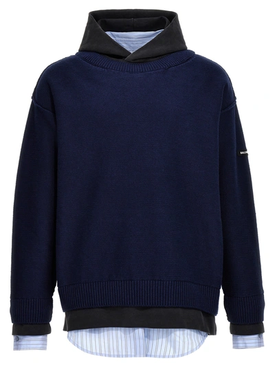 Shop Balenciaga Layered Sweater Sweater, Cardigans In Blue