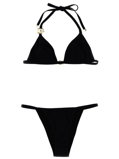 Shop Dolce & Gabbana Logo Bikini Beachwear In Black