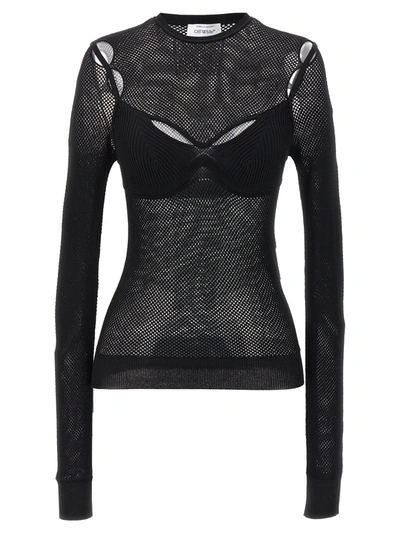 Shop Off-white Net Arrow Bralette Tops In Black