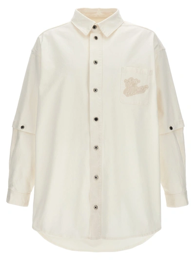 Shop Off-white Denim Overshirt Shirt, Blouse In White