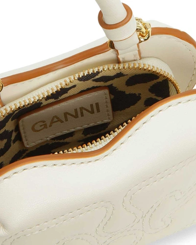 Shop Ganni Egret Nano Butterfly Crossbody Bag In Cream