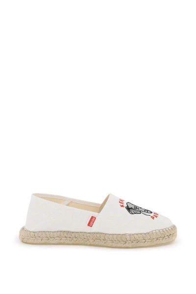 Shop Kenzo Canvas Espadrilles With Logo Embroidery In White