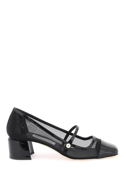 Shop Jimmy Choo "mary Jane Elisa 45 In Mesh And In Black