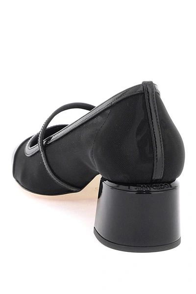 Jimmy Choo 45mm Elisa Mesh Mary Jane Pumps In Black