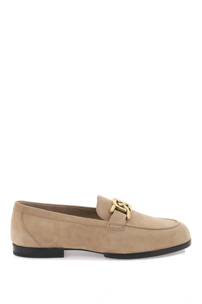 Shop Tod's Suede Leather Kate Loafers In In Brown