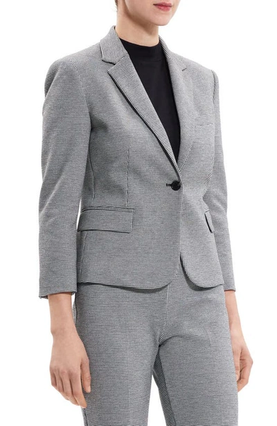 Theory Houndstooth Knit Shrunken Blazer In Black Multi