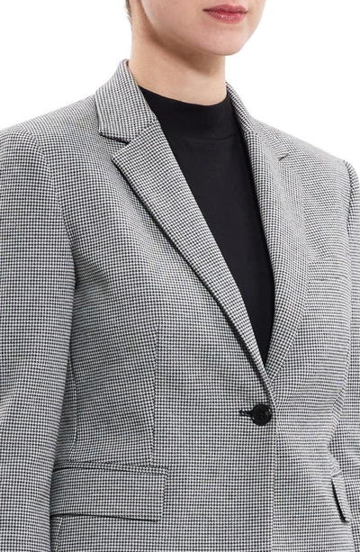 Theory Houndstooth Knit Shrunken Blazer In Black Multi