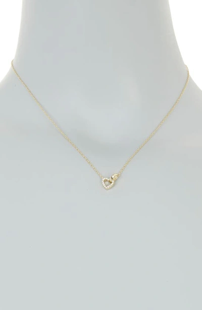 Shop Argento Vivo Sterling Silver Cz Pavé Interlocking Heart Pendant Necklace In Gold