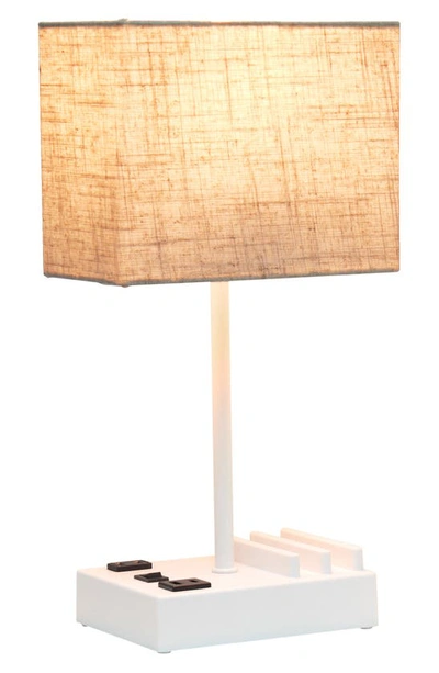 Shop Lalia Home Usb Table Lamp In White Base/ Beige Shade