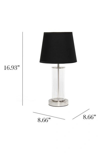 Shop Lalia Home Brushed Metal & Glass Table Lamp In Brushed Nickel/ Black Shade