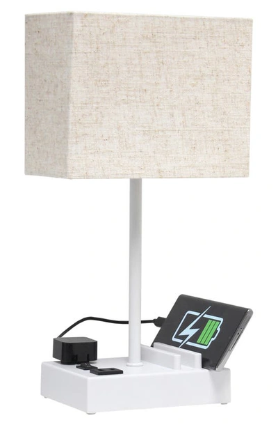 Shop Lalia Home Usb Table Lamp In White Base/ Beige Shade