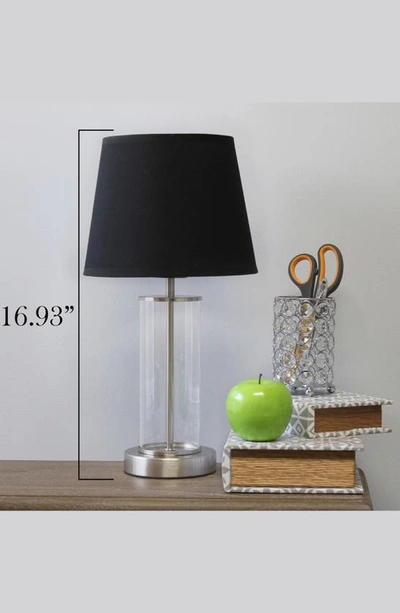 Shop Lalia Home Brushed Metal & Glass Table Lamp In Brushed Nickel/ Black Shade