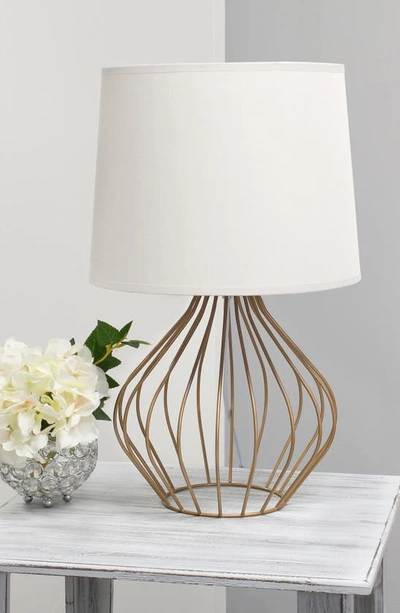 Shop Lalia Home Geometric Wire Table Lamp In Copper/ White Shade