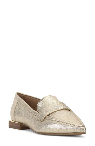 Shop Vince Camuto Calentha Pointed Toe Loafer In Light Gold Soft Goat Metallic