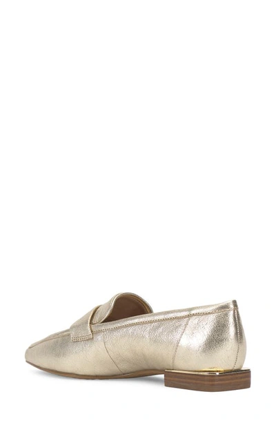 Vince Camuto Calentha Pointed Toe Loafer In Light Gold Soft Goat Metallic