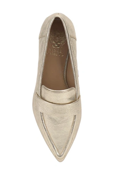 Vince Camuto Calentha Pointed Toe Loafer In Light Gold Soft Goat Metallic