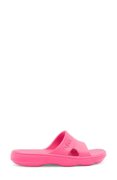 Ryka Restore Slide Womens Slip On Comfort Insole Pool Slides In Hot Pink