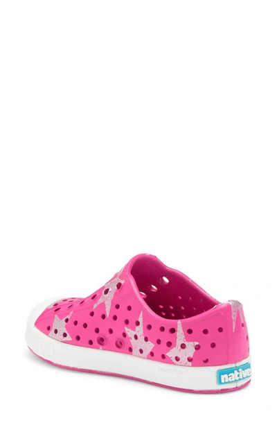 Shop Native Shoes Jefferson Water Friendly Perforated Slip-on In Radiant Pink/ Silver Stars