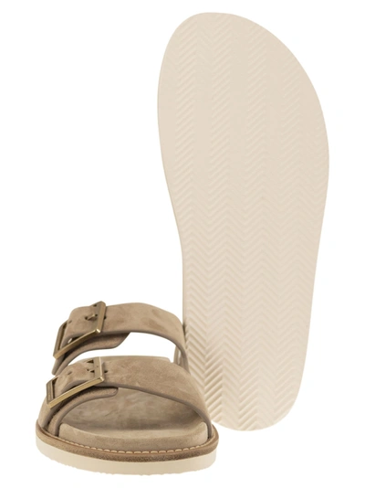 Shop Brunello Cucinelli Urban Slides In Washed Suede