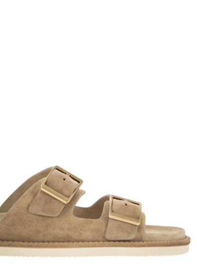 Shop Brunello Cucinelli Urban Slides In Washed Suede