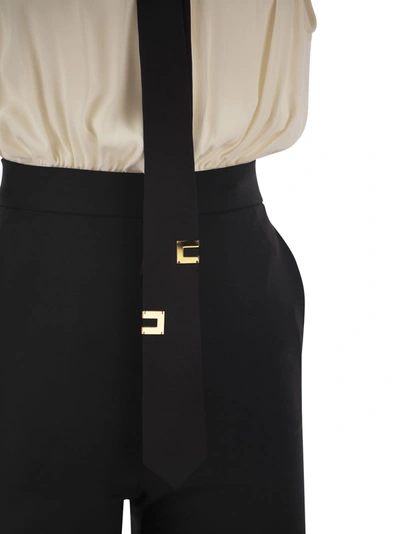 Shop Elisabetta Franchi Crepe And Viscose Combination Suit With Tie