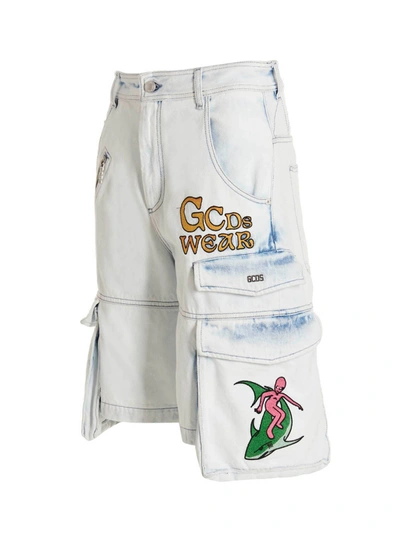 Shop Gcds Bermuda 'bleached Embroidered Ultracargo'