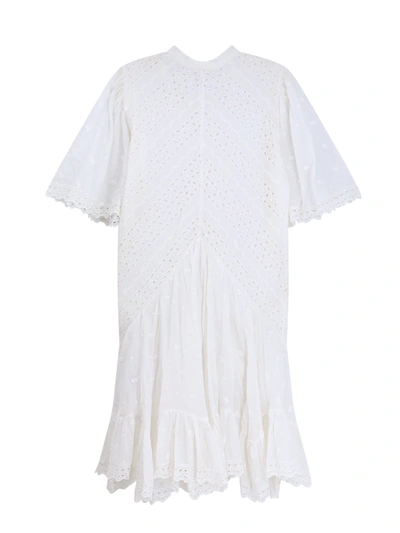 Shop Isabel Marant Étoile Biologic Cotton Chemisier Dress With All-over Embroideries