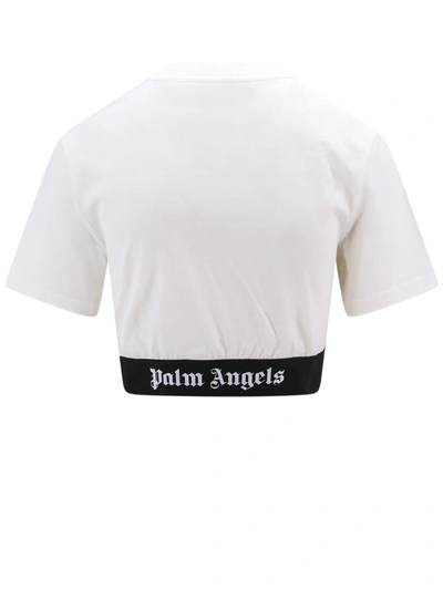 Shop Palm Angels Cotton Crop Top With Classic Logo Elastic Band