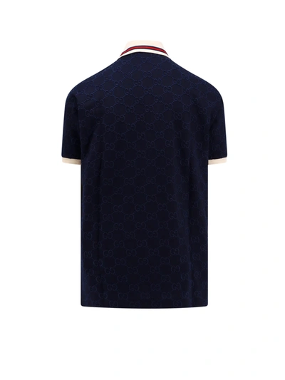Shop Gucci Cotton Polo Shirt With All-over Gg Embroidery