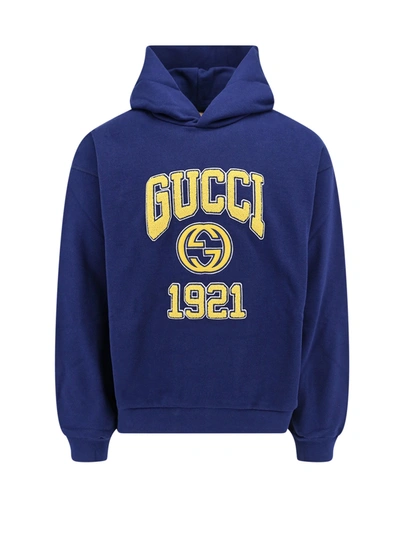 Shop Gucci Cotton Sweatshirt With Gg Cross Embroidery On The Front