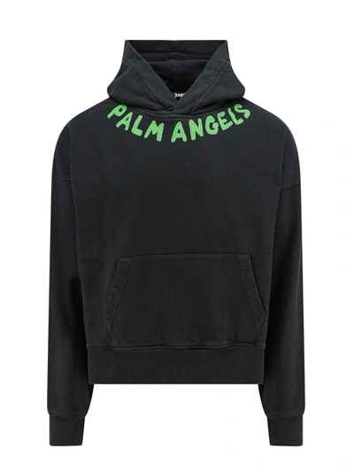Shop Palm Angels Cotton Sweatshirt With Logo Print On The Front