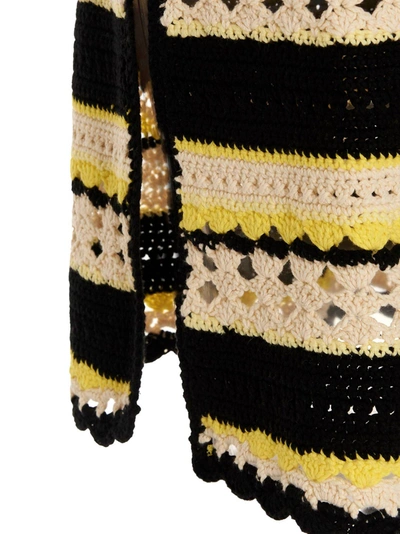 Shop Ganni Crochet Dress Embroidery Logo
