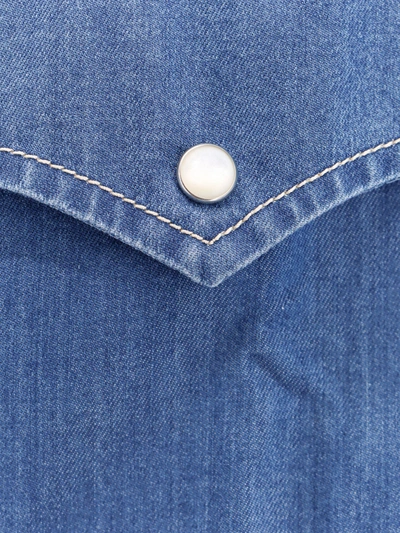Shop Brunello Cucinelli Denim Shirt With Mother-of-pearl Buttons