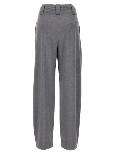 Shop Ganni Drapey Pants Gray