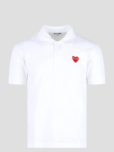 Shop Comme Des Garçon Play Eyes Heart Patch Polo Shirt