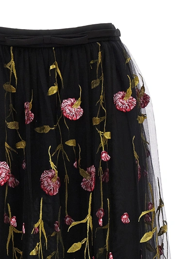 Shop Giambattista Valli Floral Embroidery Skirt Skirts Black