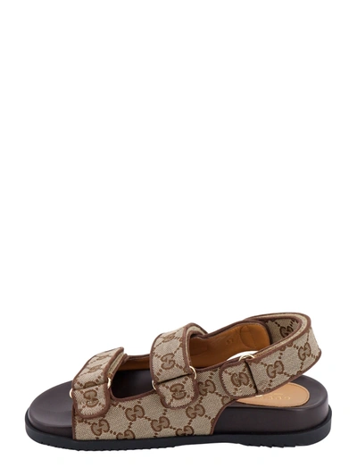 Shop Gucci Gg Original Fabric Sandals With Leather Profiles