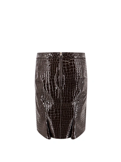 Shop Tom Ford Glossy Croco Goat Leather Skirt