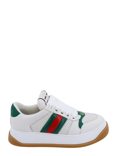 Shop Gucci Leather Sneakers With Lateral Web Band
